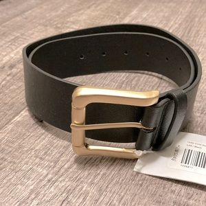 Princess Polly thick black belt with gold buckle S/M